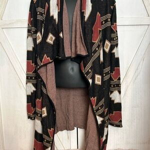 Guess Women's Black and Brown Geometric Cardigan